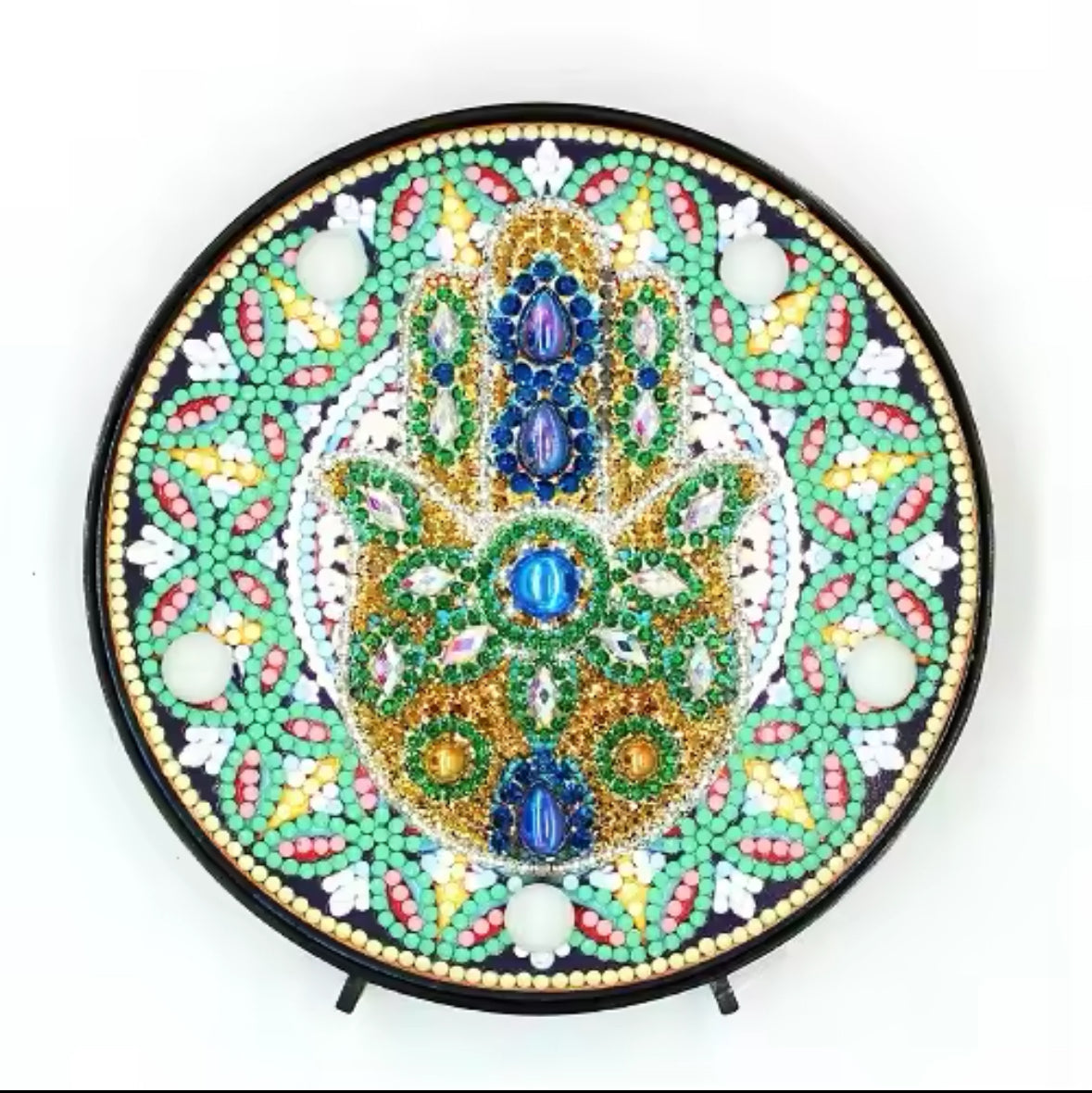 Lampara Redonda Pintura con Diamantes Mandala