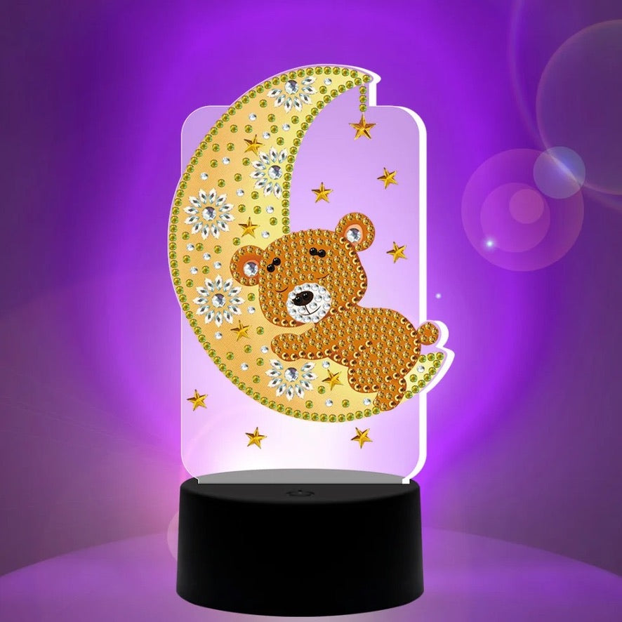 Lampara led Pintura con Diamantes Luna y Oso