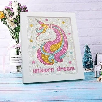 Unicorn Dream Pintura con Diamantes para Niños + Marco 18x18