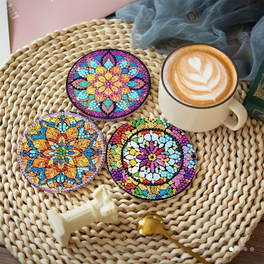 Porta Vasos Mandala x 8 + Soporte