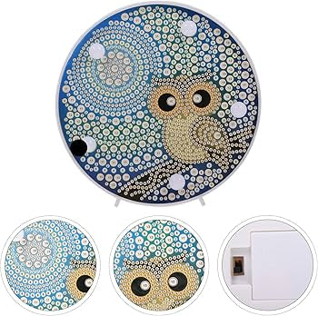 Lampara Redonda Pintura con Diamantes Buho