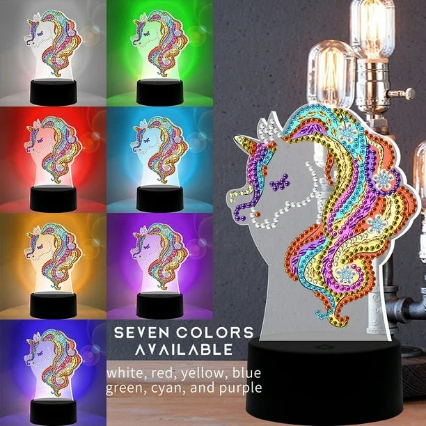 Lampara led Pintura con Diamantes Unicornio