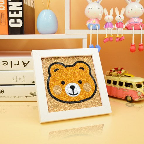 Oso Pintura con Diamantes para Niños + Marco 18x18