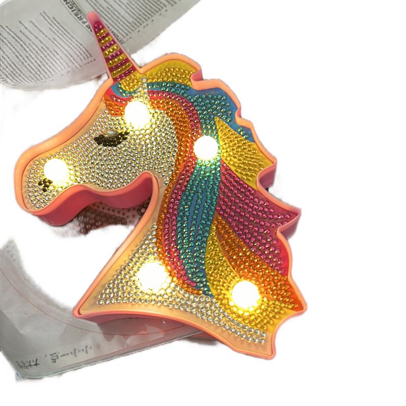 Lampara Pintura con Diamantes Unicornio