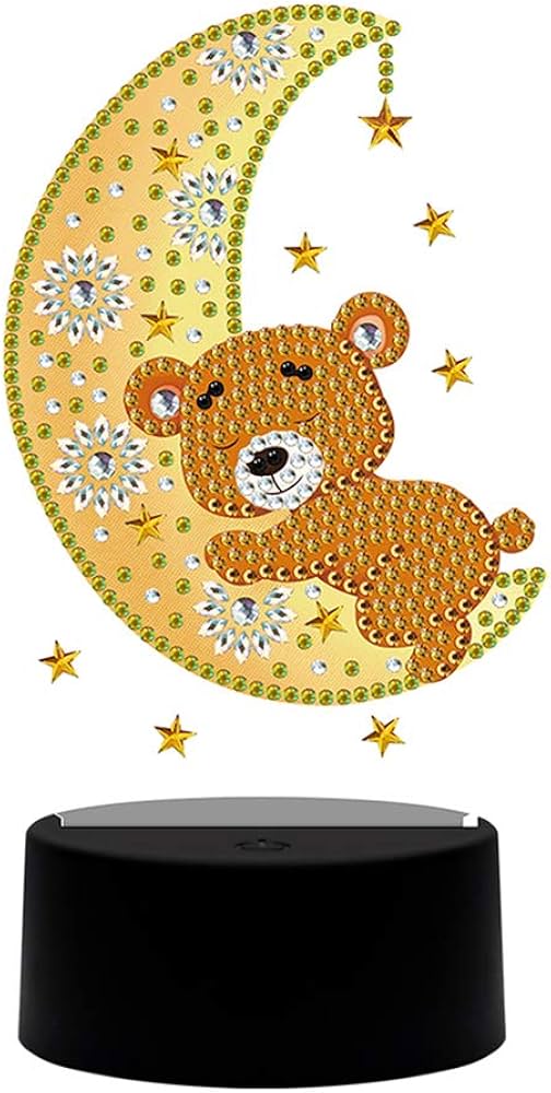 Lampara led Pintura con Diamantes Luna y Oso