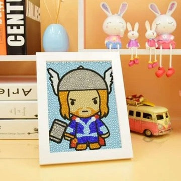 Thor Pintura con Diamantes para Niños + Marco 18x18