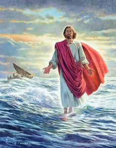 Jesus sobre las aguas Arte con diamantes 30x40