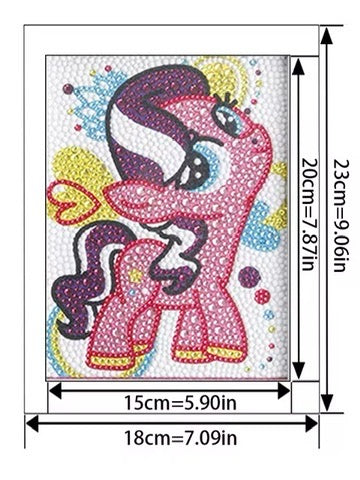 My little pony Rosado Pintura con Diamantes para Niños + Marco 18x18