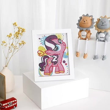 My little pony Rosado Pintura con Diamantes para Niños + Marco 18x18