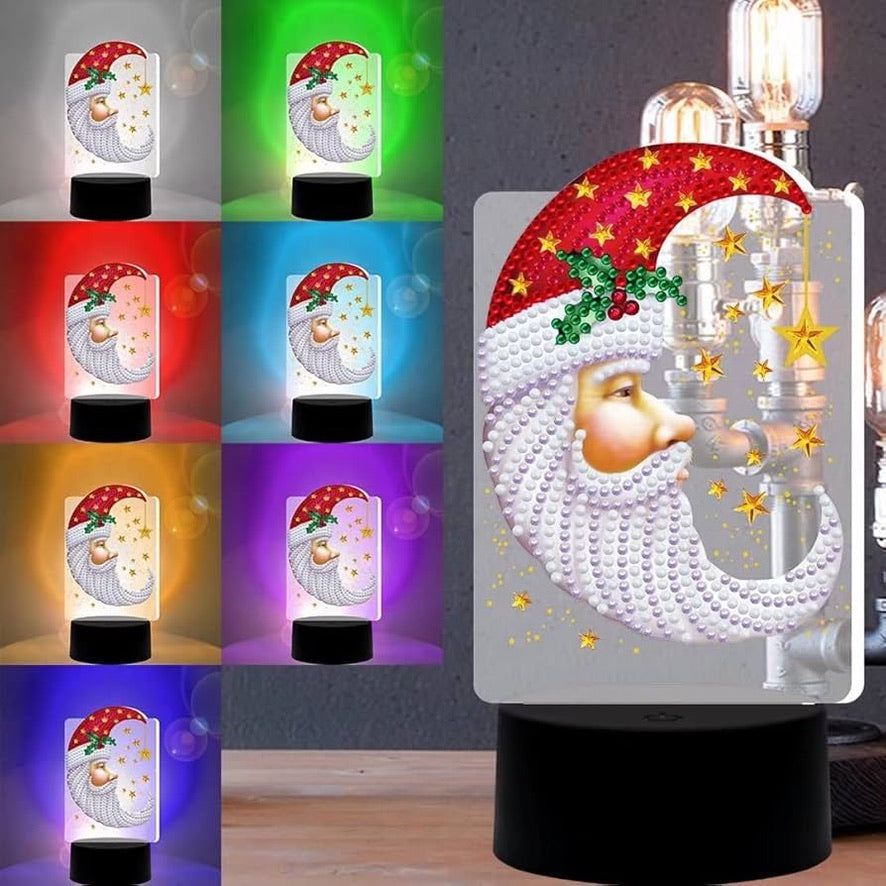 Lampara led Pintura con Diamantes Rostro Papá Noel