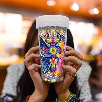 Vaso Pintura con Diamantes Mariposa