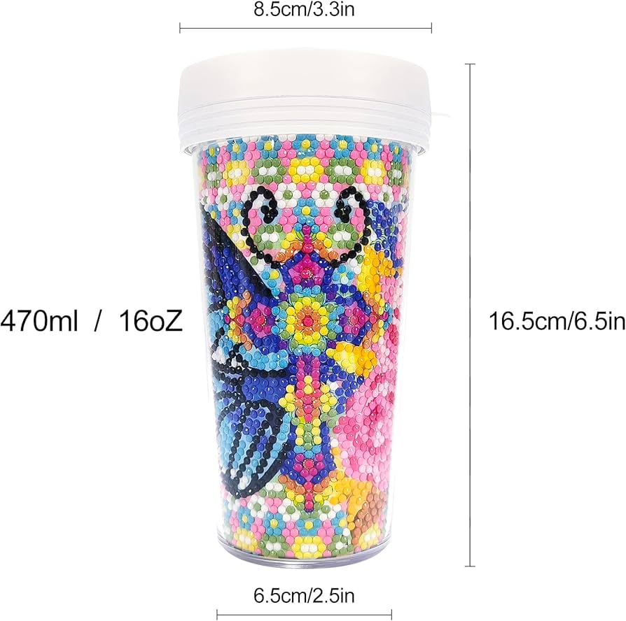 Vaso Pintura con Diamantes Mariposa