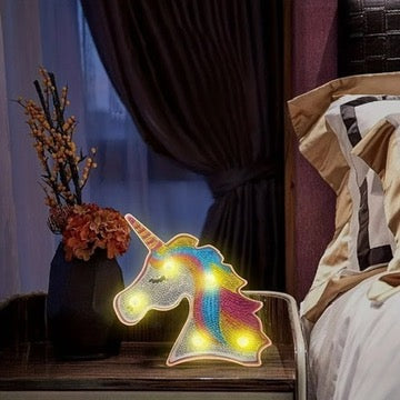 Lampara Pintura con Diamantes Unicornio
