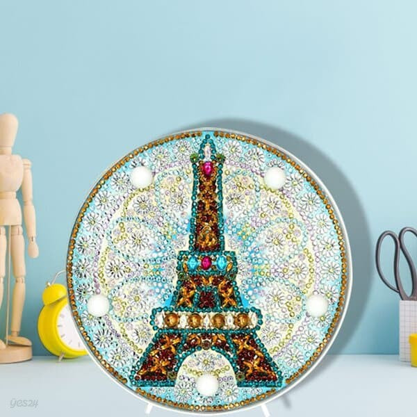 Lampara Redonda Pintura con Diamantes Torre Eiffel