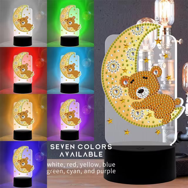 Lampara led Pintura con Diamantes Luna y Oso