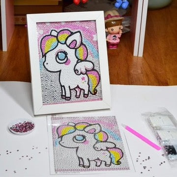 My little pony Blanco Pintura con Diamantes para Niños + Marco 18x18