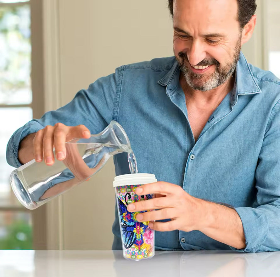 Vaso Pintura con Diamantes Mariposa