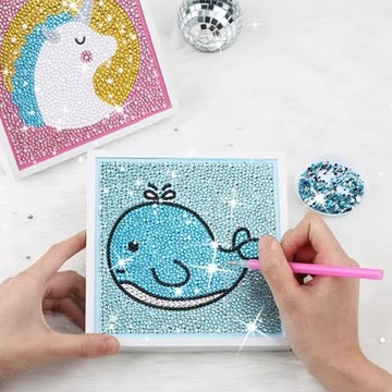 Delfin Pintura con Diamantes para Niños + Marco 18x18