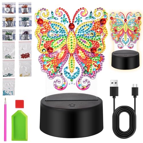 Lampara led Pintura con Diamantes Mariposa