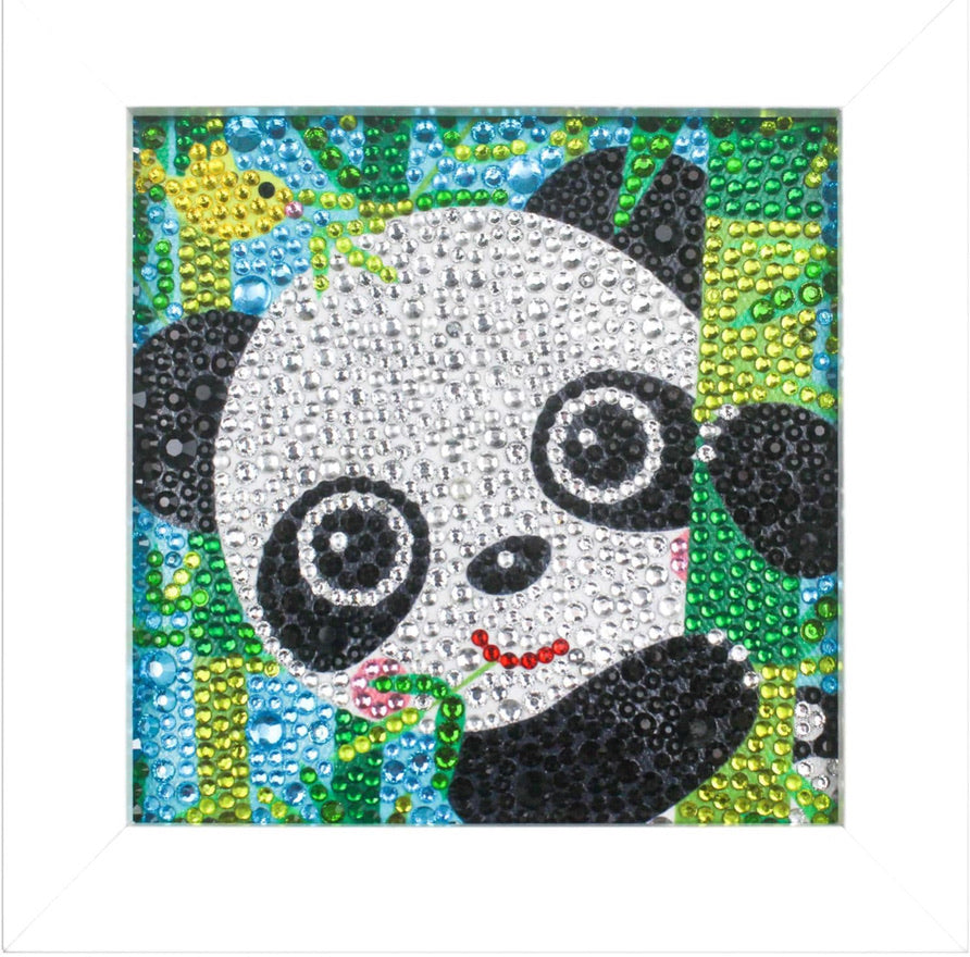 Oso Panda Pintura con Diamantes para Niños + Marco 18x18