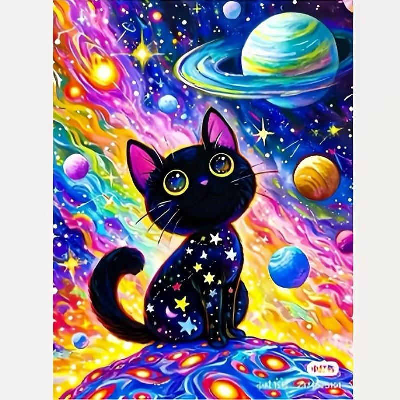 Gato Universo Arte con diamantes 30x40