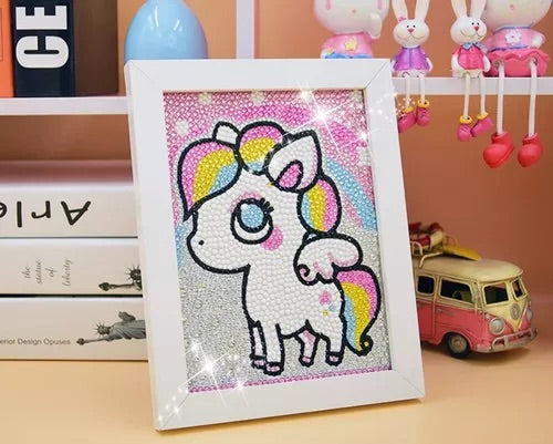 My little pony Blanco Pintura con Diamantes para Niños + Marco 18x18