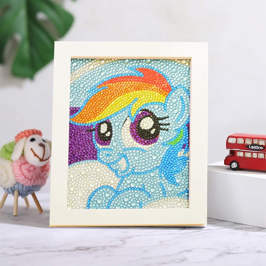 My little pony Azul Pintura con Diamantes para Niños + Marco 18x18