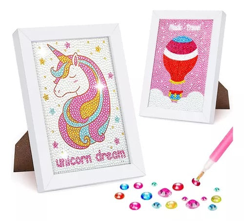 Unicorn Dream Pintura con Diamantes para Niños + Marco 18x18