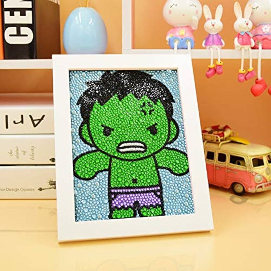 Hulk Pintura con Diamantes para Niños + Marco 18x18