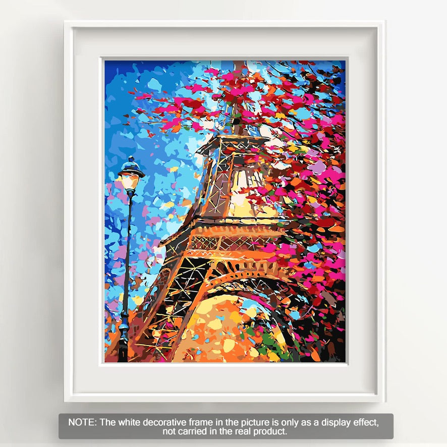 Paris otoño y lampara diamantes 30 x 40