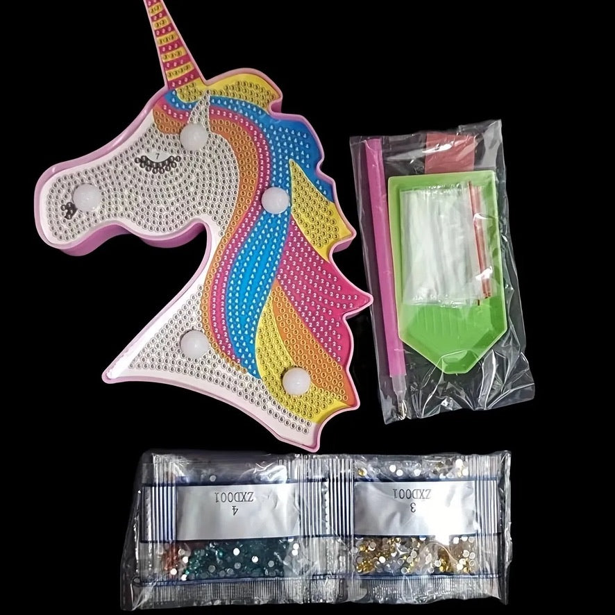 Lampara Pintura con Diamantes Unicornio