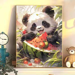 Oso panda Sandia Arte con diamantes 30 x 40