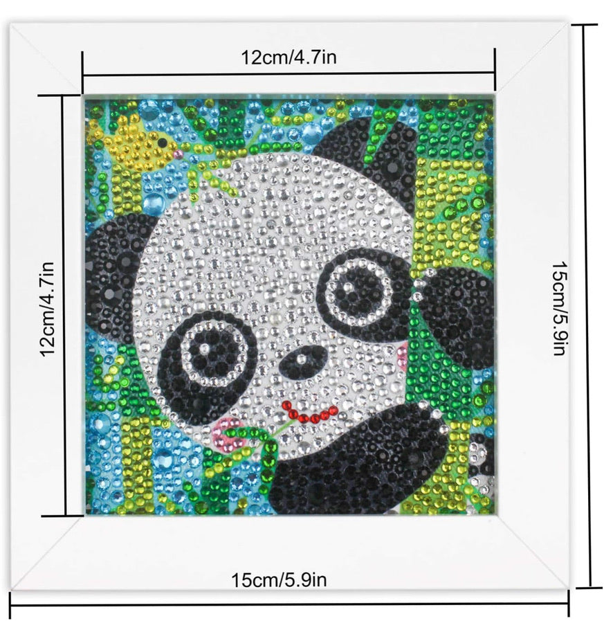 Oso Panda Pintura con Diamantes para Niños + Marco 18x18