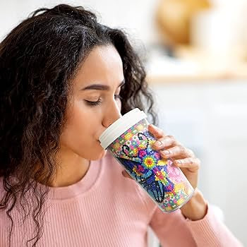 Vaso Pintura con Diamantes Mariposa