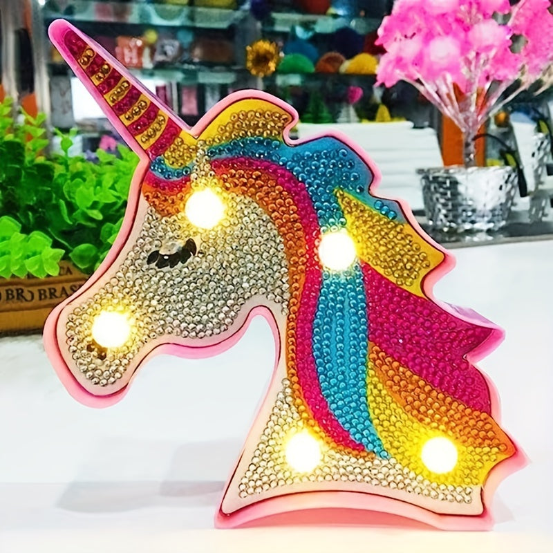 Lampara Pintura con Diamantes Unicornio