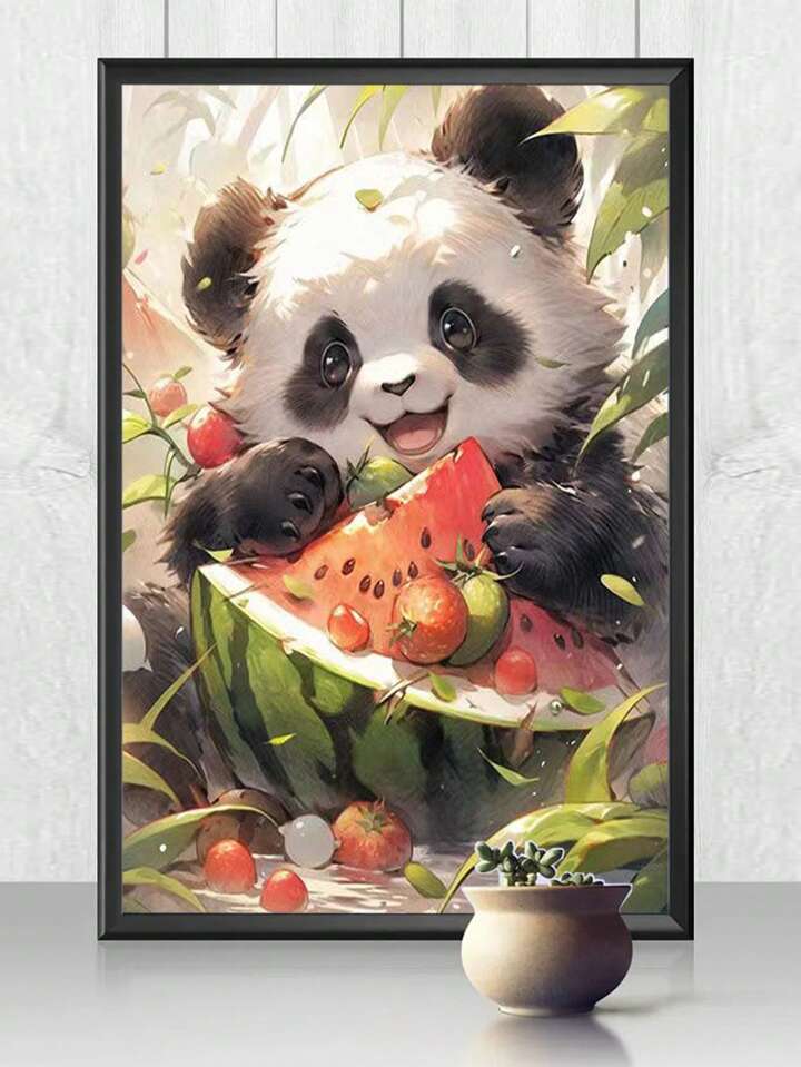 Oso panda Sandia Arte con diamantes 30 x 40