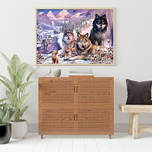 Lobos Arte con diamantes 30x40