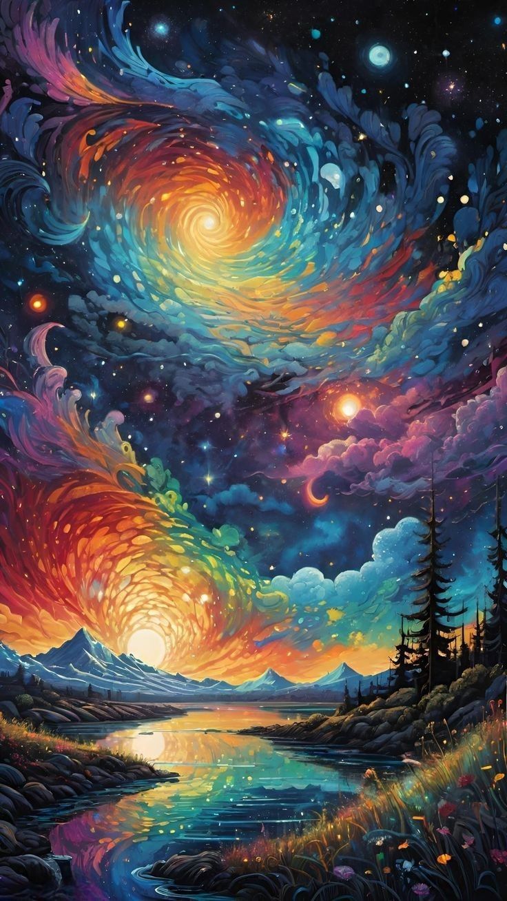 Cielo Acuarela Arte con diamantes 30x40