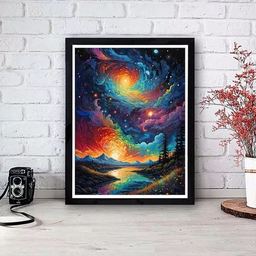 Cielo Acuarela Arte con diamantes 30x40