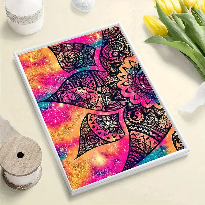 Mandala Vertical Arte con diamantes 30x40