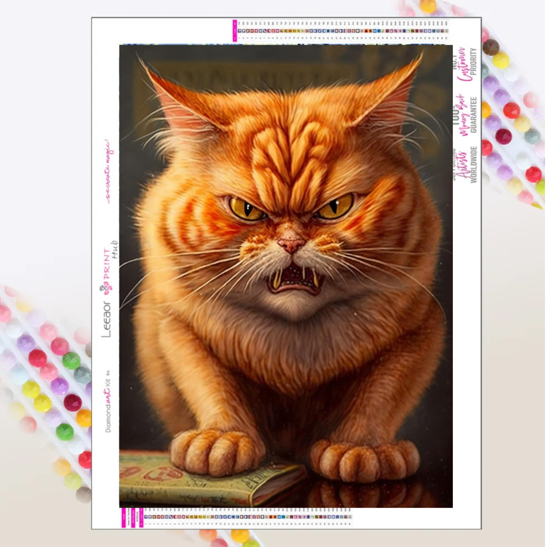 Gato Arte con diamantes 30x40