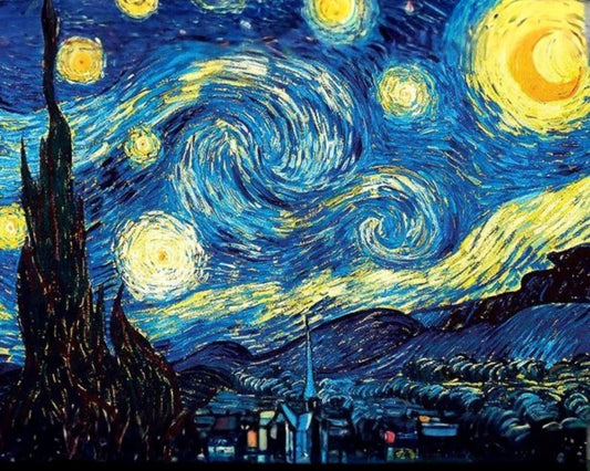 Noche Estrellada en diamond painting, diseño completo inspirado en Van Gogh