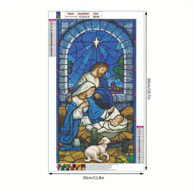 Pesebre Vitral Arte con diamantes 30 x 50