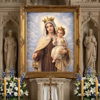 Virgen del Carmen Premium Arte con diamantes 50 x 40
