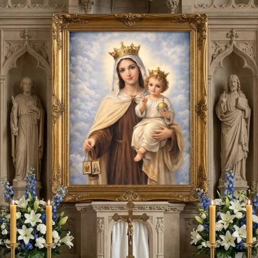 Virgen del Carmen Premium Arte con diamantes 50 x 40