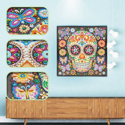 Calavera Arte con Cristales 30 x 30 Brilla en la oscuridad