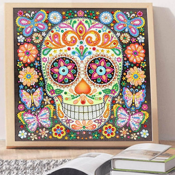 Calavera Arte con Cristales 30 x 30 Brilla en la oscuridad