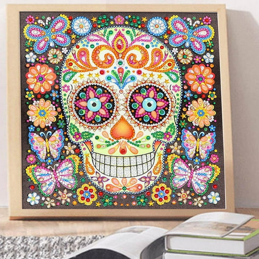 Calavera Arte con Cristales 30 x 30 Brilla en la oscuridad
