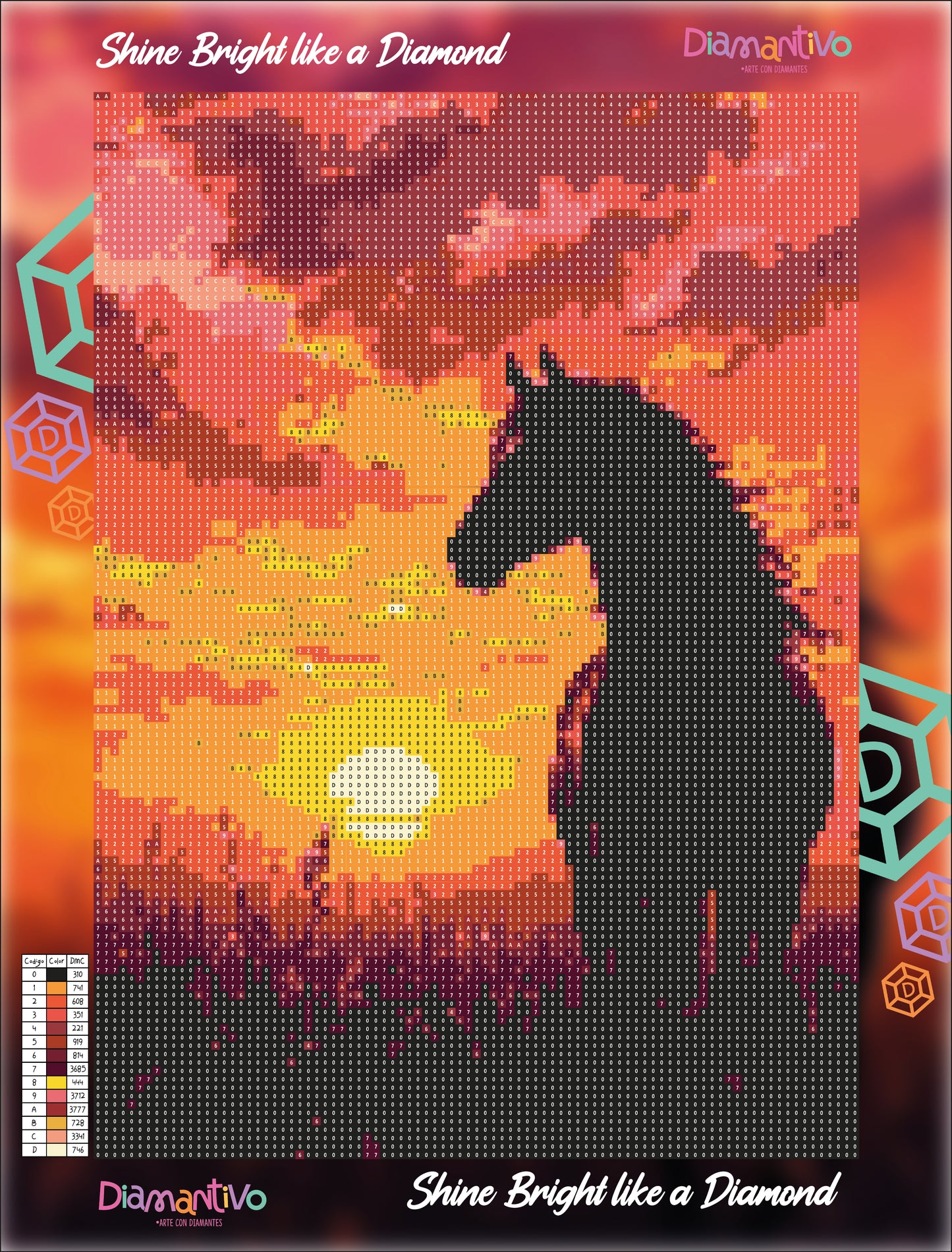 Patrón diamond painting Corazón Indomable | Animales by Diamantivo 30 x 40
