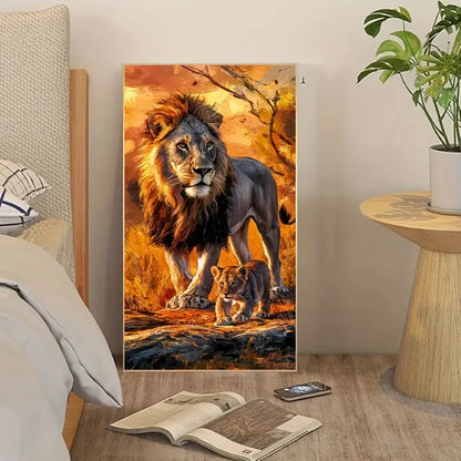 Leones Arte con diamantes 40 X 70